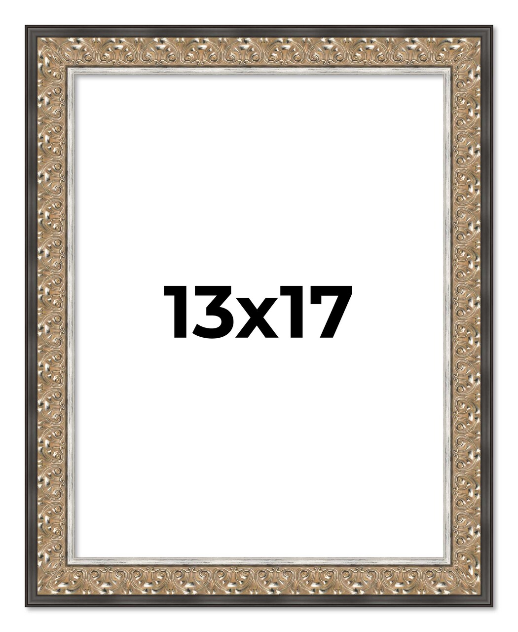 13x17 Ornate Picture Frame with UV-Resistant Acrylic & Acid Free Backing, Available in 5 Finishes - Black, Brown, Gold, Silver, White